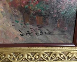 W. Eddie, "Street Market" Oil on Canvas. Measures 25.5" W x 30" H. Photo 2 of 3.