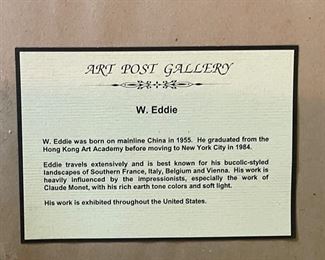 W. Eddie, "Street Market" Oil on Canvas. Measures 25.5" W x 30" H. Photo 3 of 3.