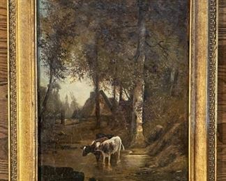 Cow Oil Painting. Measures 16" x 18". Photo 1 of 2.