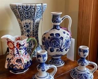 Sample of Delft Vases & Candlesticks.