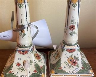 Pair of vintage Delft Candlesticks.