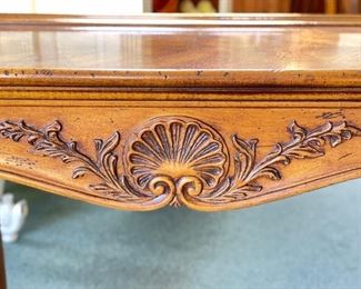 Vintage Shell Wood Console with Carved Wood Cartouche. Photo 3 of 5.