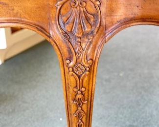 Vintage Shell Wood Console with Carved Wood Cartouche. Photo 5 of 5.