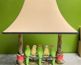 Scully & Scully Parakeet Lamp. Measures 20" W x 8" D X 23" H.