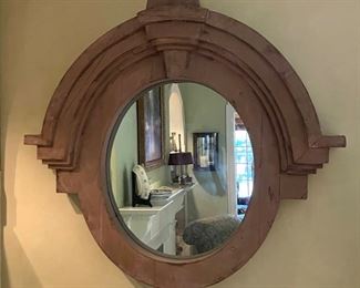 Carved Wood Mirror. Measures 36" H x 41" W.