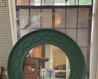 Round Green Decorative Mirror & Trellis Full Length Mirror.