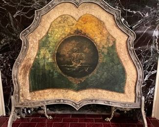 Vintage Metal Screen with Sail Motif. Measures 31" W x 32" H.