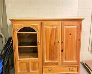 Pine Media Cabinet. Measures 60" W x 53" H x 22" D.