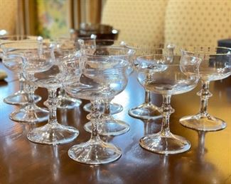Set of 10 Royal Leerdam Holland Crystal Champagne Coupes. The Collection Also Includes Red, White Wine & Cordial Glasses.