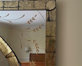 Etched Glass Mirror. (IGNORE THE MESS! WE'LL CLEAN THAT UP!). Measures 33" x 53". Photo 2 of 2.