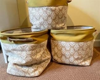 Set of Three Canvas Baskets.