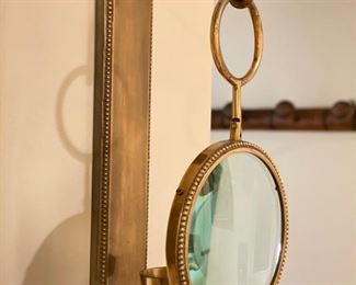 Pair of Brass Magnifying Glass Wall Sconces. Photo 2 of 2.