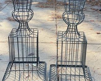 Pair of Metal Pedestal Planters.