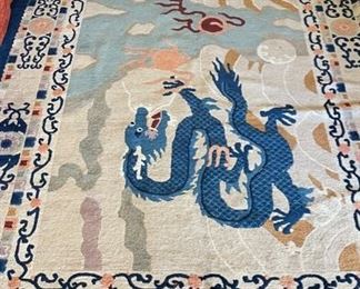 Vintage Peking China Dragon Rug. Measures 5’ x 8’ 8”.