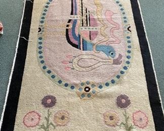 Art Deco Persian Rug. Measures 3’ x 6’ 4”.