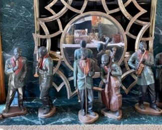 Set of 8 New Orleans Jazz Carved Wood Jazz Musicians. Photo 1 of 5.