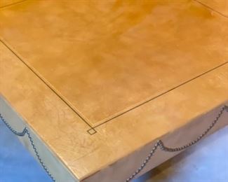 Leather Topped Cocktail Table with Nailhead Trim and Ball & Claw Feet. Photo 2 of 3.