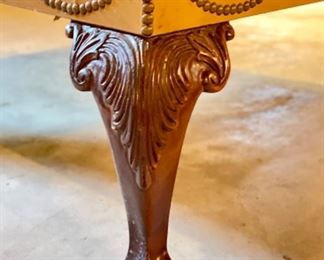 Leather Topped Cocktail Table with Nailhead Trim and Ball & Claw Feet. Photo 3 of 3.