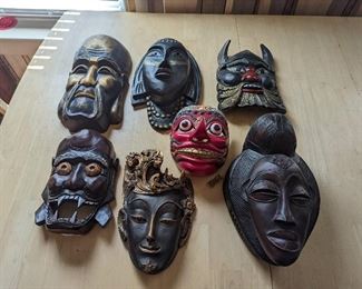 Wooden Hand Carved Masks purchased in Vietnam & Indonesia