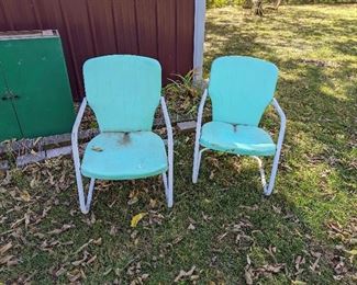 Vintage Metal Bouncer Outdoor Chairs