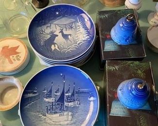 Bing and Grondahl collector plates and bells