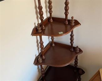 Corner shelf 50" tall 12" top triangle 24" bottom shelf