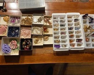 Necklaces, broaches and earrings