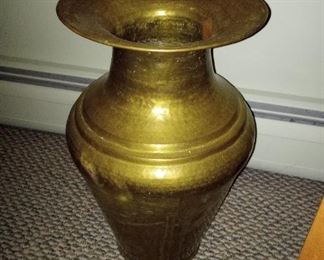 Tall turned Brass Vase,