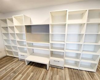 TECHLINE Wall System
Double Bookcase, R $175 or bid  #44
Double Bookcase, L $175 or bid #45
Bookcase/TV/Components $150 or bid #46