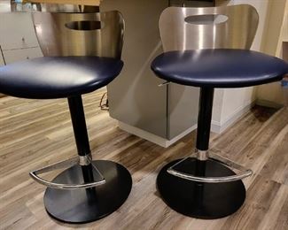 Pair steel and leather bar chairs $185 or bid #66