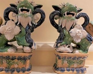 Large Antique Chinese porcelain Foo Dogs