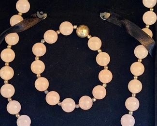 Rose quartz and sterling magnetic necklace and bracelet