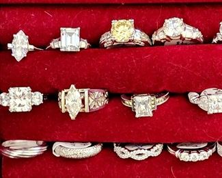 Epiphany sterling Diamonique rings, 14kt white gold rings