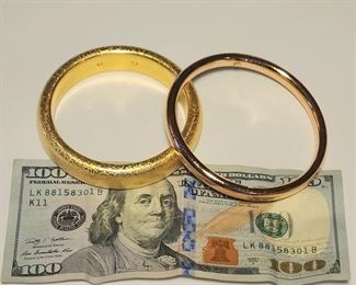 Milor 14kt gold bracelets. Bill for size reference - not included.