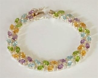 Sterling with peridot, blue topaz, citrine and amethyst