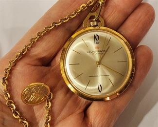 Vintage Leon Piradet pocket watch - gold filled, good working order.
