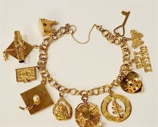 Solid 14k gold charm bracelet