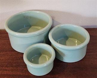 Vintage 3 piece celedon stoneware bowls