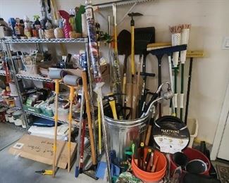 Lawn and garden tools, paint supplies and tools