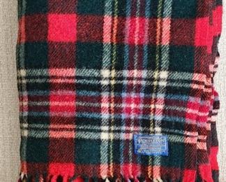 Pendleton wood red and green fringed blanket