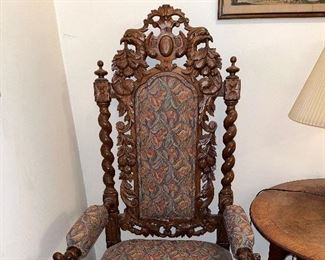 CARVED WOOD ACCENT CHAIR 