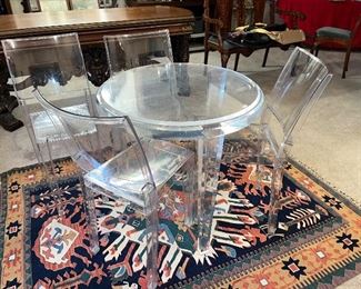 LUCITE TABLE W/4 CHAIRS