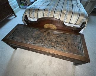 CARVED WOOD COFFEE TABLE