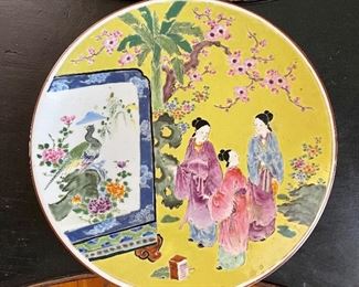13” yellow Chinese Famille rose platter