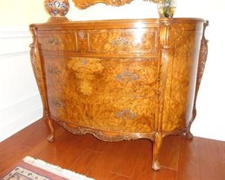 Rom Weber Chest 46 wide/22 deep/34 tall. The Burlwood on this piece is just beautiful!