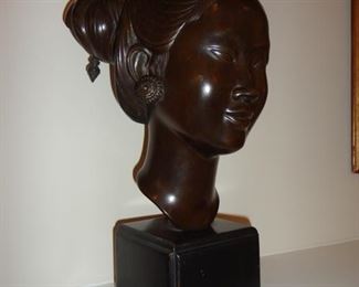 Bronze Head of Vietnamese Woman by Nguyen Thanh Le (1919-2006)