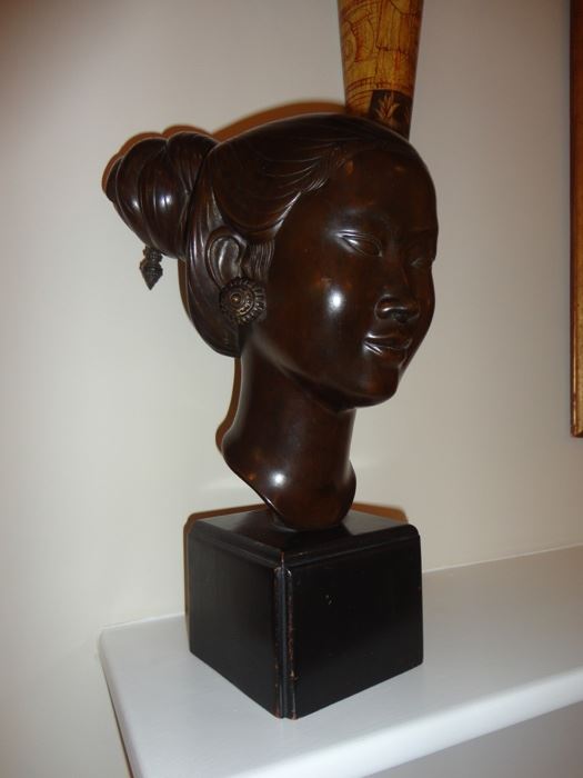 Bronze Head of Vietnamese Woman by Nguyen Thanh Le (1919-2006)