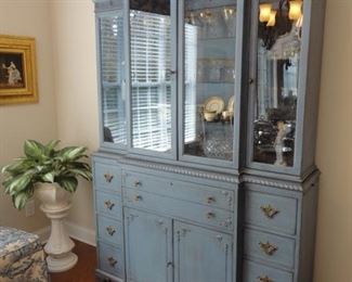 Display Cabinet/ felt lined drawers/56" across/18" deep/82" tall