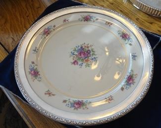 Lenox Rose Platter with a silver edge
