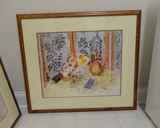 Pair of prints in Burlwood frames 30x33